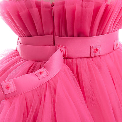 Kid's Party Formal Evening Dresses Elegant Party Dresses For Girls Dresses With Trailing Detachable Princess Dress