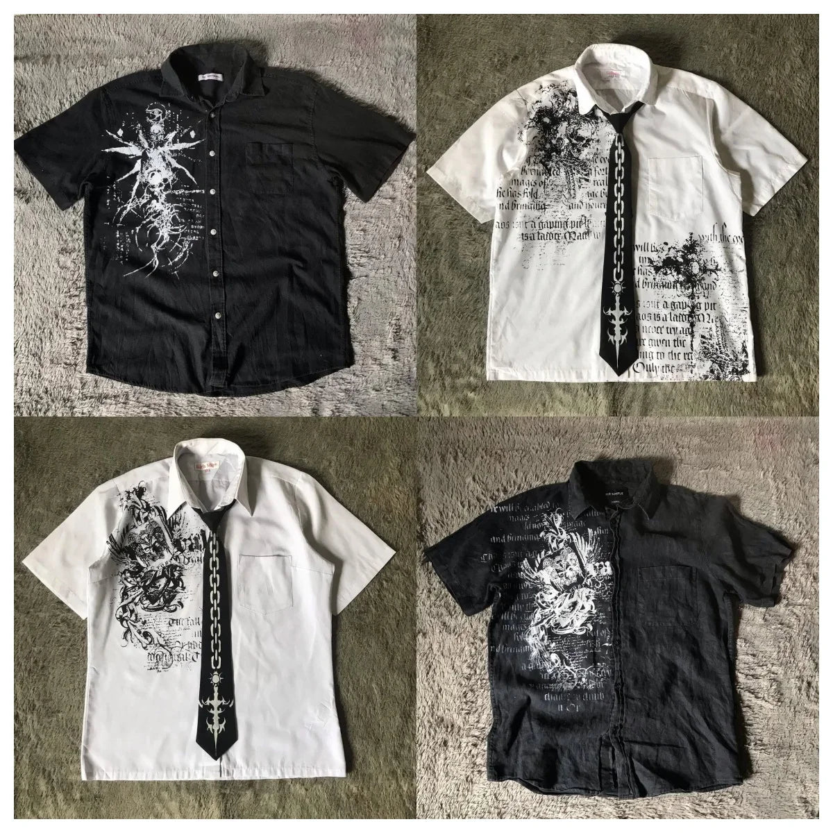 Mens Gothic Style Black White Graphic Text Print Casual Basic T Shirt Street Urban Summer Teen Youth Short Sleeve Comfortable