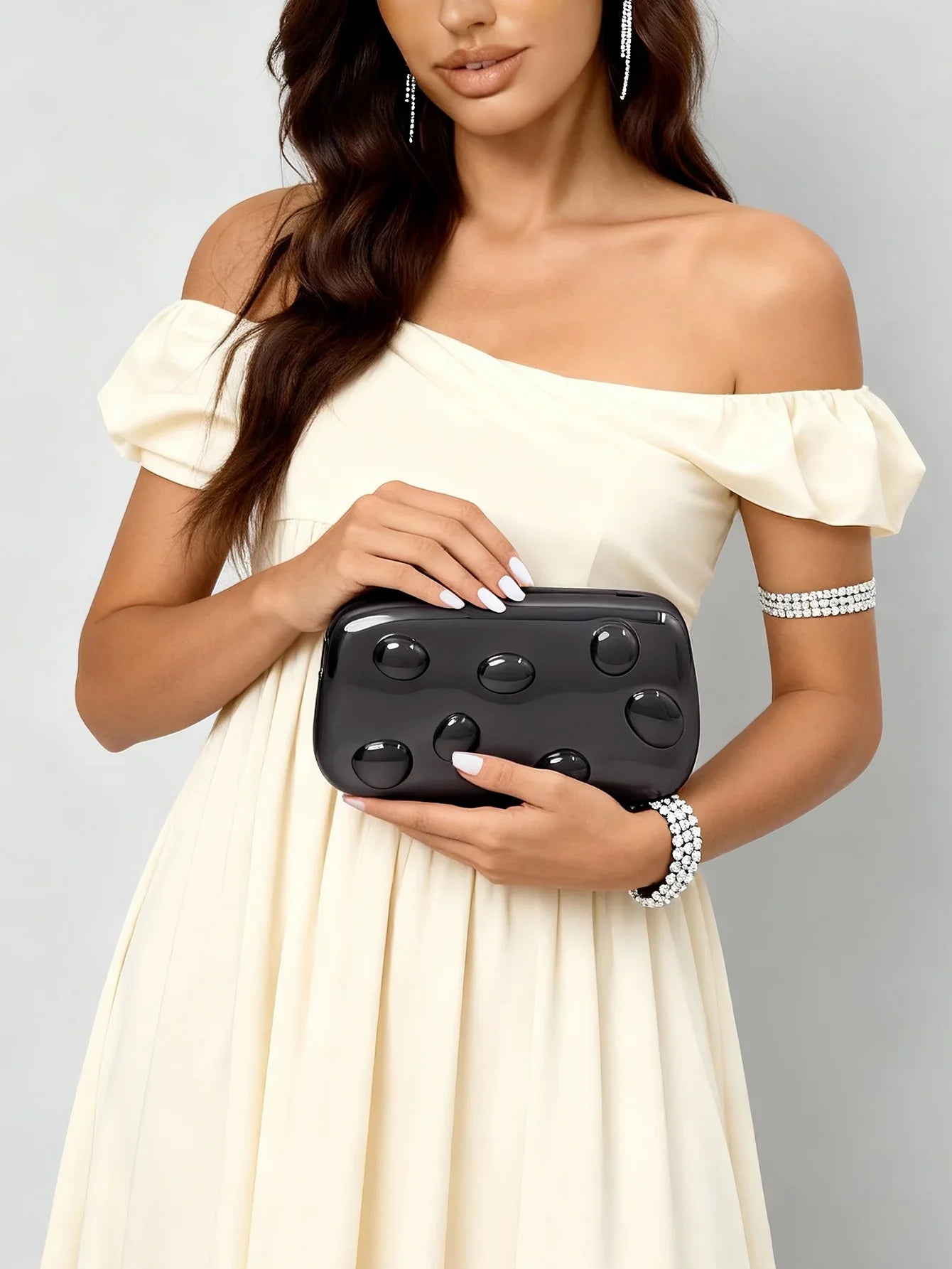 Gold Acrylic Chain Women's Clutch Bag, Stylish and LuxuriousParty and Evening Bag, Versatile Large Capacity Women's CrossbodyBag