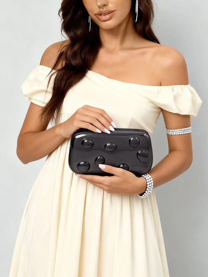 Gold Acrylic Chain Women's Clutch Bag, Stylish and LuxuriousParty and Evening Bag, Versatile Large Capacity Women's CrossbodyBag