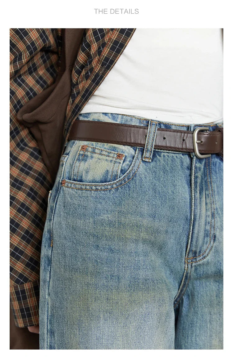 Retro Women's Jeans Loose Casual  New High Waisted Wide Legs Denim Pant Female Trousers Spring Autumn 2025