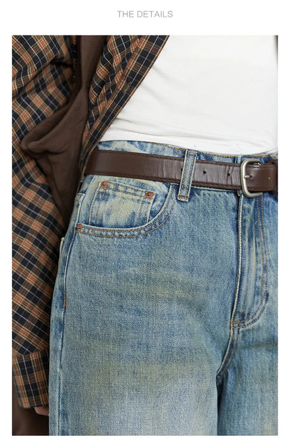 Retro Women's Jeans Loose Casual  New High Waisted Wide Legs Denim Pant Female Trousers Spring Autumn 2025