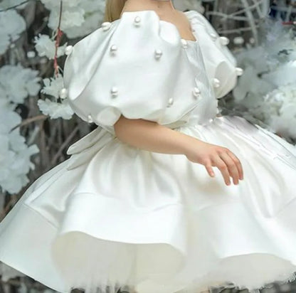 Classic Beading Princess Dresses For Kid Girls Birthday Party Infant Luxury Ball Gown Children Baptism Childen Formal Dresses