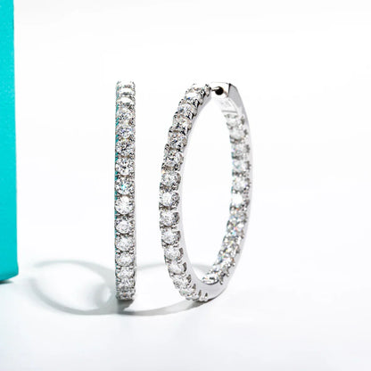3mm 5.6cttw D Color Moissanite Big Hoop Earrings 925 Sterling Silver Luxury Huggie Earring For Women Jewelry Wholesale