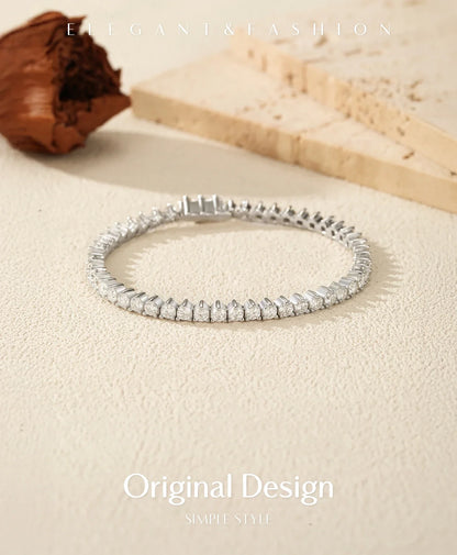 D VVS1 Round Moissanite Tennis Bracelet 3.0MM 925 Sterling Silver Tennis Stackable Bracelets for Women Men Jewelry Gifts