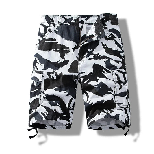 Men's Camo Shorts Cotton Cargo Shorts Tactical Breeches Casual Sports Man Hiking Fishing Streetwear