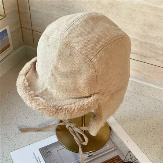 Trendy Faux Fur Winter Hat Thick Warm Faux Fur Hat Lamb Wool Bomber Hat Winter Season for Men and Women