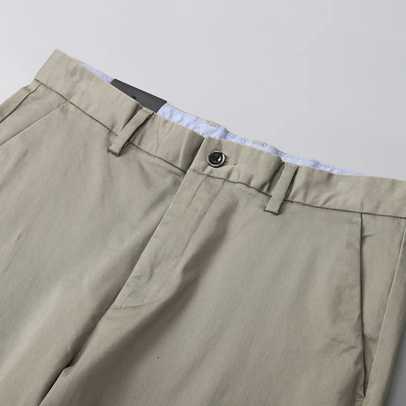 97% Cotton Straight Casual Pants Business formal Black Blue Stretch Mens Trousers Khaki Brown Mens Pants
