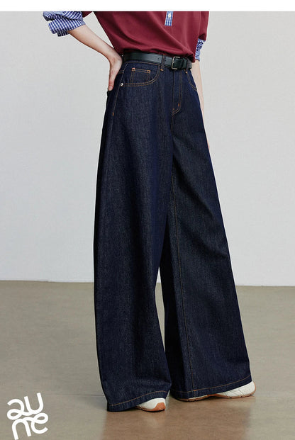 Women Denim Jeans 2025 Autumn New loose Curved Banana Wide Leg Pants