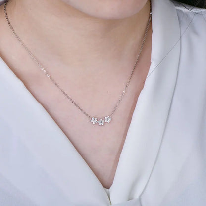 GRA Certified D VVS1 Moissanite Diamond Sweet Mini Flower Pendant Necklace for Women Chain Neck Jewelry Gifts Collares