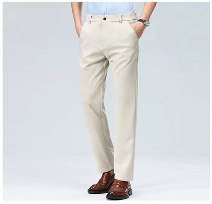 29-42 Men's Summer Thin Fashion Business Casual Suit Pants Long Pants Men's Elastic Straight Sleeve Formal Pants Plus Size