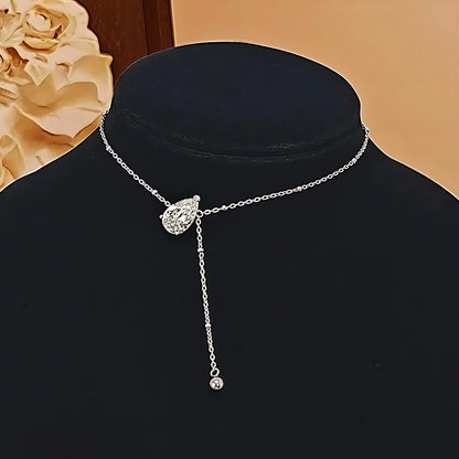 Certified 1/2/3Carat Waterdrop Moissanite Pendant Necklace For Woman S925 Silver Y-Style Pear Cut Solitaire Diamond Neckchain