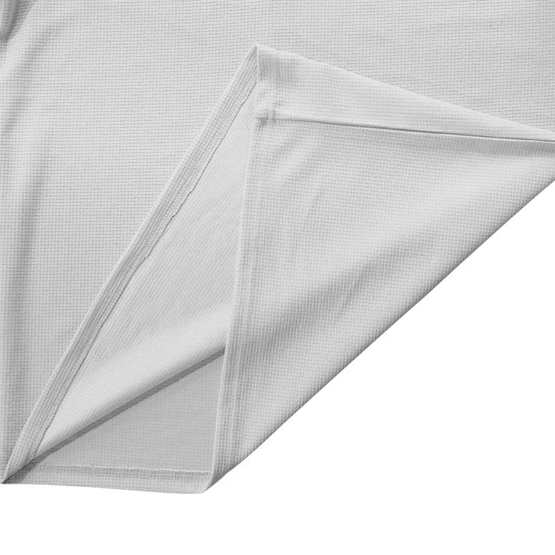 Cross-border new men's waffle color matching strap V-neck top casual long-sleeved bottoming T-shirt