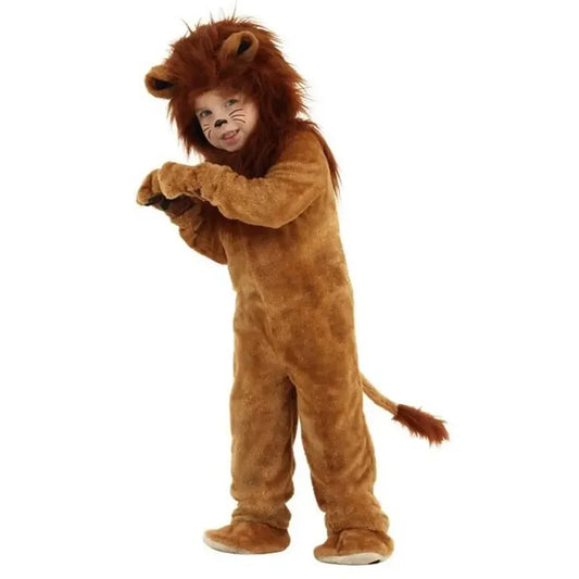 2-12Y Lion King Costume for Boys Deluxe Full Set Halloween Purim Animal Themed Party Fancy Dress Fleece