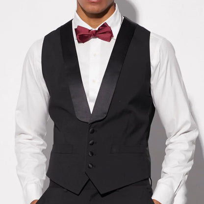 Men Vest Black With Bright Lapel Single Button Waistcoat For Wedding Birthday Party Prom Business Work Daily Men Suit Vest