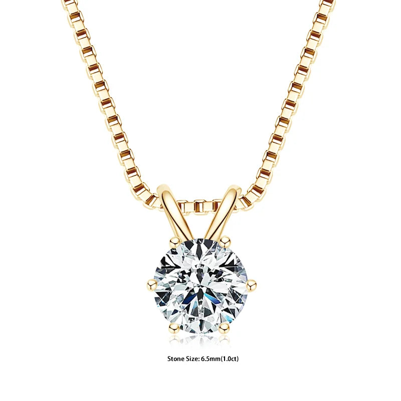 Certified Multi-size Round Moissanite Solitaire Pendant Necklaces 925 Sterling Silver Necklace For Women Jewellry Gifts