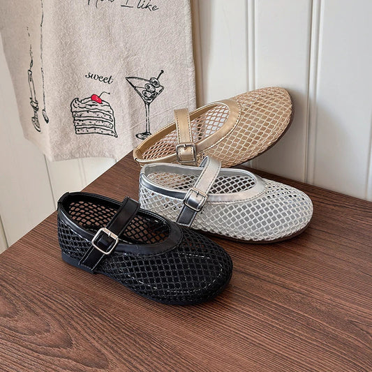 Summer Girl's Sandals Hollow Out Hook-loop Casual Chic Kid's Flat Shoe Solid Colors Anti-slip Daily Versatile Children Shoes