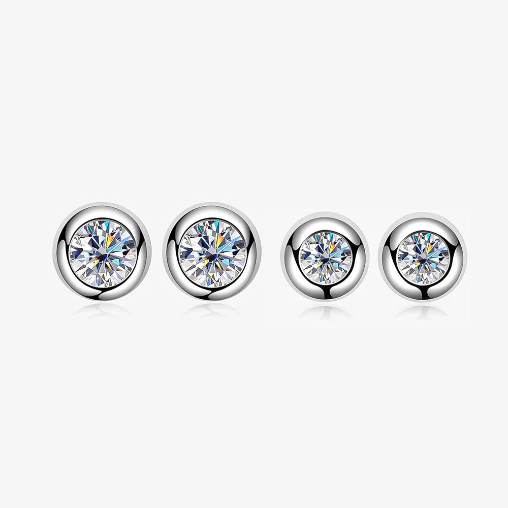 Oval Round Bezel 0.5CT Moissanite Stud Earrings for Women 925 Silver Plated 18k Pass Diamond Test Bubble Ear Jewelry Gift