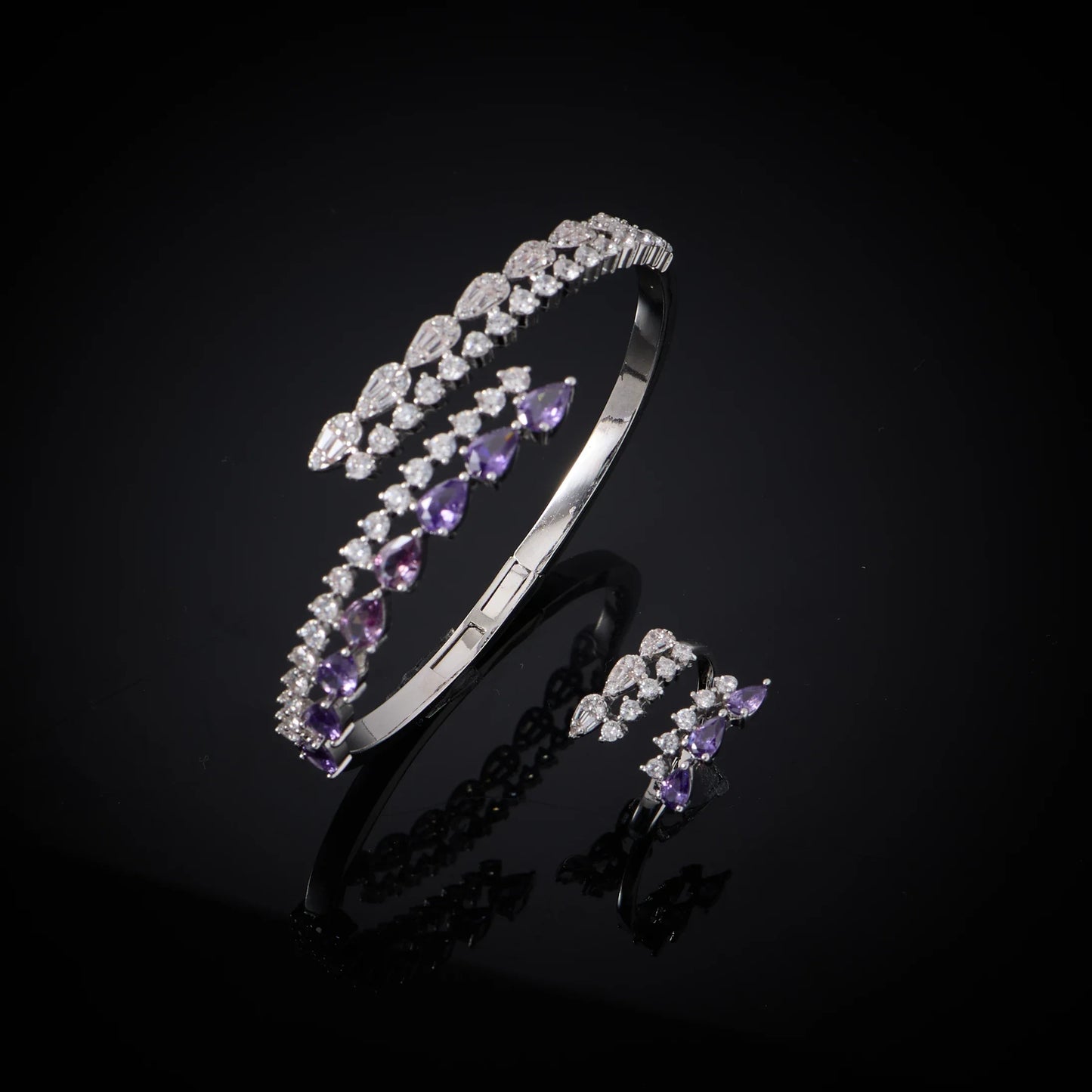 00086 Necklace Sets for Women Heart Water Drop Cubic Zirconia Layer Jewellery Set Dubai Saudi Party Engagement Accessory