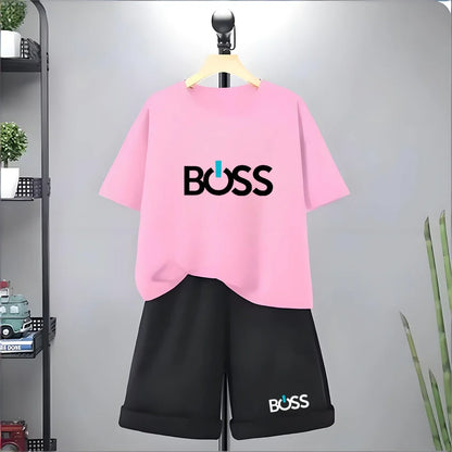 Kids Tshirt Summer 3-12 Years Letter Fashion T-shirt Boys Girls Toddler Short-sleeved+Shorts Casual Cool Sports Set clothing