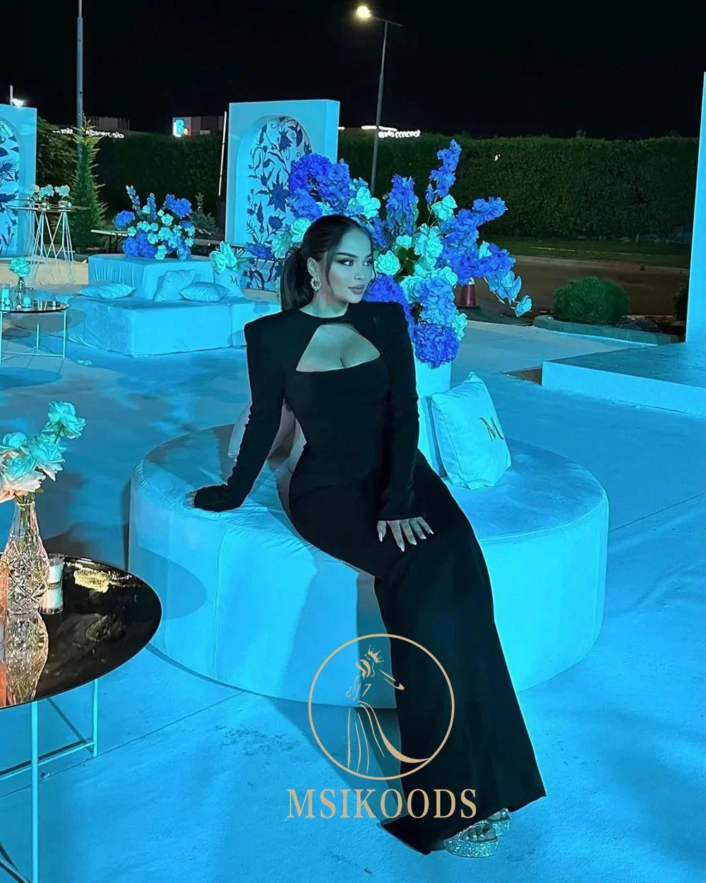 Black Modest Prom Dresses Long Sleeve Arabic Formal Evening Gowns Mermaid Party Dress Birthday Party Dress Customized