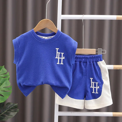 New Summer Baby Clothes Set Children Boys Sleeveless Vest Shorts 2Pcs/Set Toddler Clothing Infant Casual Costume Kids Tracksuits