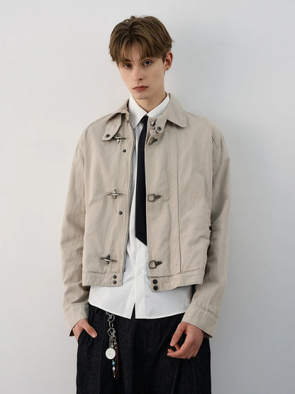 Harajuku Retro Black Gothic High Street Airplane Buckle Jacket for Men and Women Korean Fashion Y2k American Retro Casual Jacket