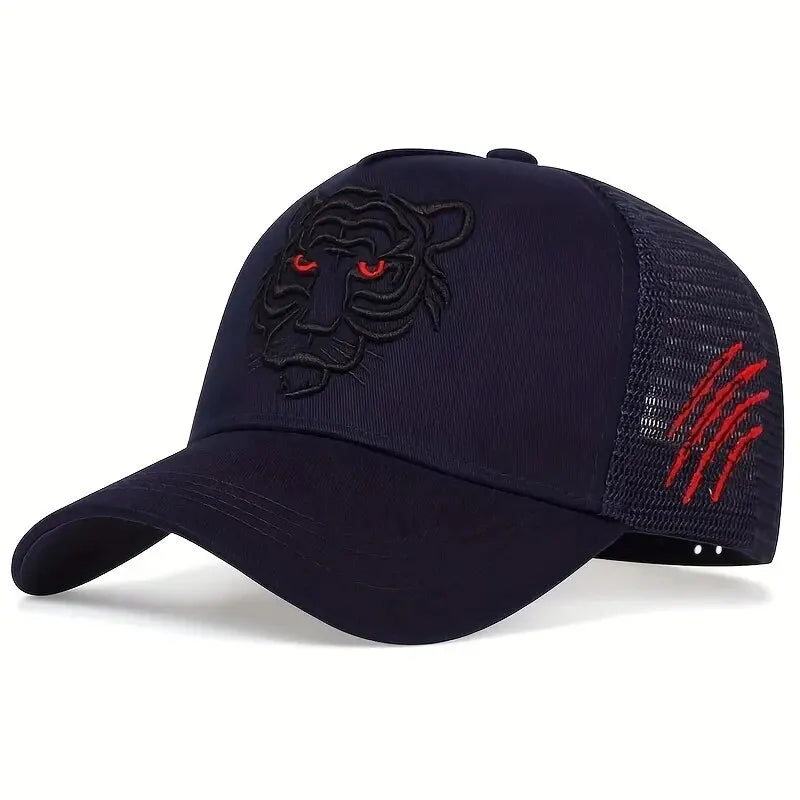 Unisex Tiger Head Embroidery Baseball Caps Spring and Autumn Outdoor Adjustable Casual Hats Sunscreen Hat