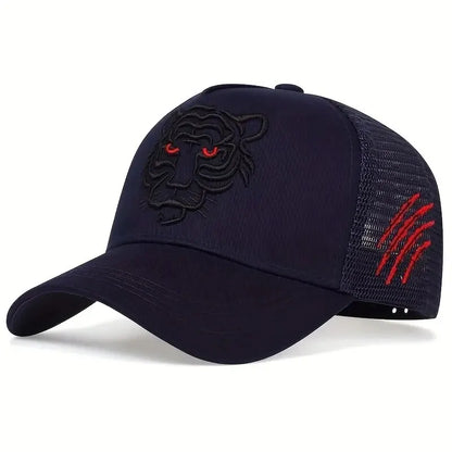 Unisex Tiger Head Embroidery Baseball Caps Spring and Autumn Outdoor Adjustable Casual Hats Sunscreen Hat