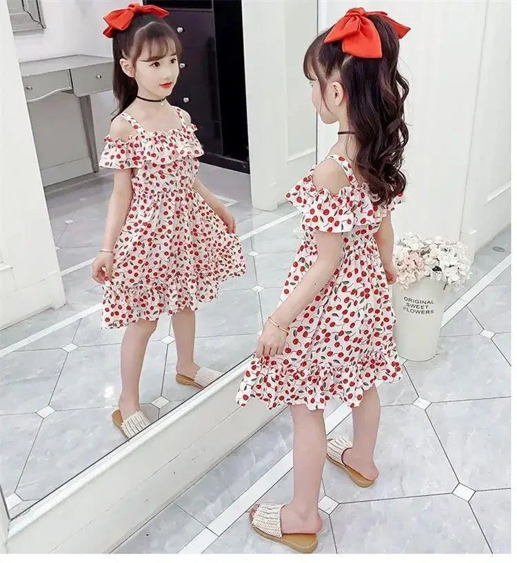 Summer Thin Girl Dress Floral Chiffon Princess Children's Dress Vestidos Summer Girls Casual Dresses Robe Fille Kids Clothes
