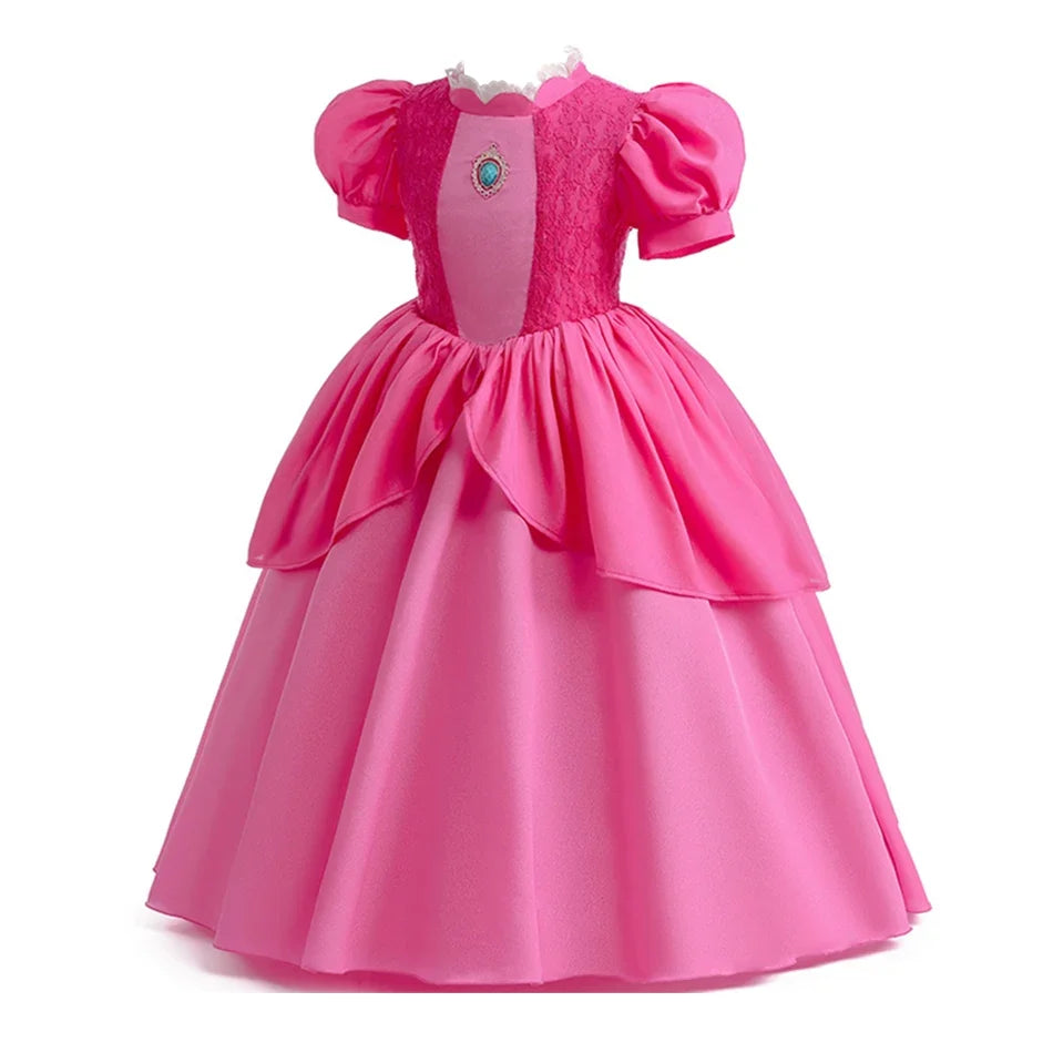 2026 New Child Summer Pink Peach Princess Dress Up Baby Clothes Kids Birthday Party Dresses Little Girls Carnival Costume