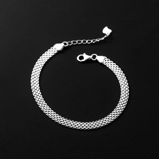 Bracelet en Argent Motif Dentelle Exquise Bracelet Jonc à Breloques en Argent Sterling 925 Cadeau pour Femme Bijoux Fins de Mariage