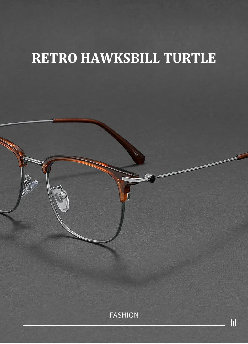 Fashion Vintage Teal Pure Titanium Eyeglasses Men and Women Computer Blue Blocking Myopia Customizable Prescription D8060