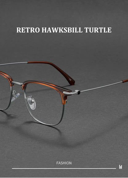 Fashion Vintage Teal Pure Titanium Eyeglasses Men and Women Computer Blue Blocking Myopia Customizable Prescription D8060