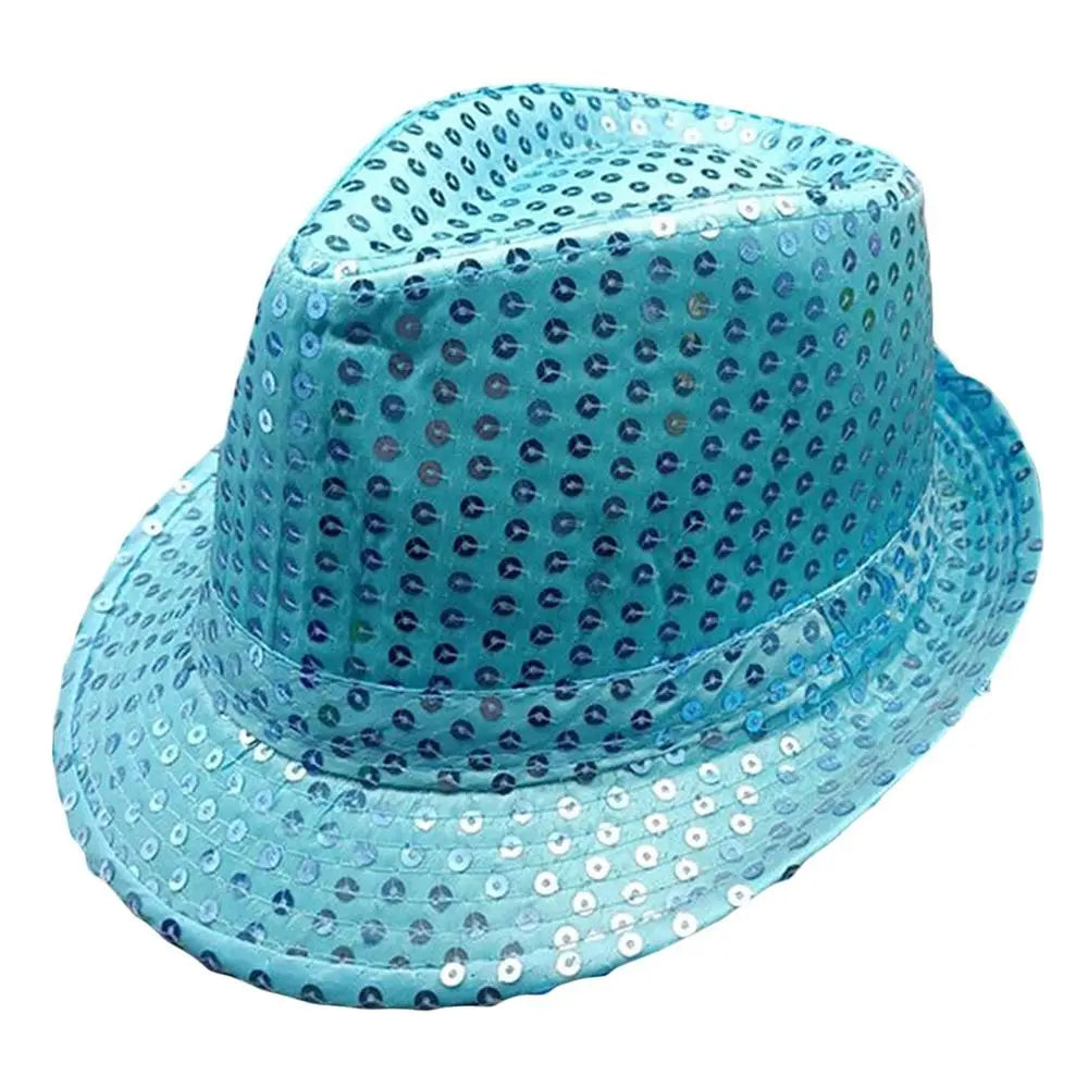 Durable Sequins Jazz Hat Masquerade Shiny Panama Cap Stage Cosplay Dance Performance Hat Holiday