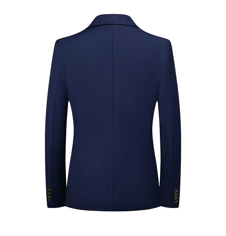 Men's Slim Fit Solid Color Business Suit Korean Style Single Breasted Spring Autumn Fashion High-End Polyester Trend Coat