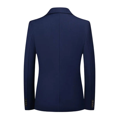 Men's Slim Fit Solid Color Business Suit Korean Style Single Breasted Spring Autumn Fashion High-End Polyester Trend Coat