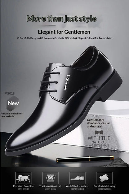 Men Height Increasing Shoes 6cm Inner Lift Black Formal Dress Shoes Lace Up Business Casual Elevator Shoes for Wedding Banquet