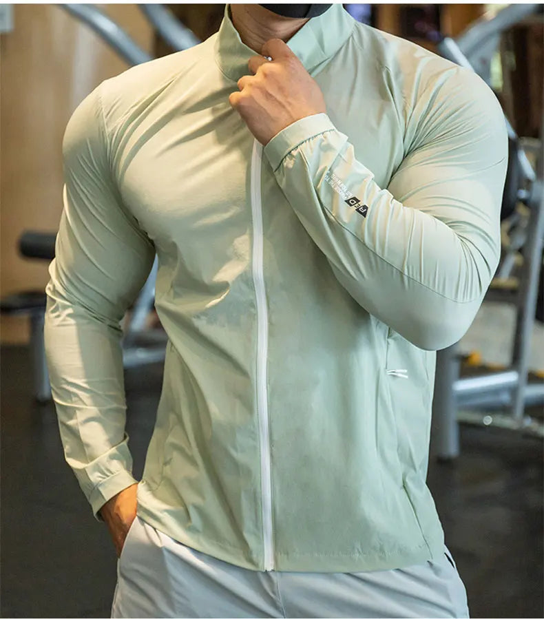 Men's Running Training Elastic Coat Outerwear Gym Tights Jacket Outdoor Cycling Sweatshirt Dry Fit Breathable Compression Tops