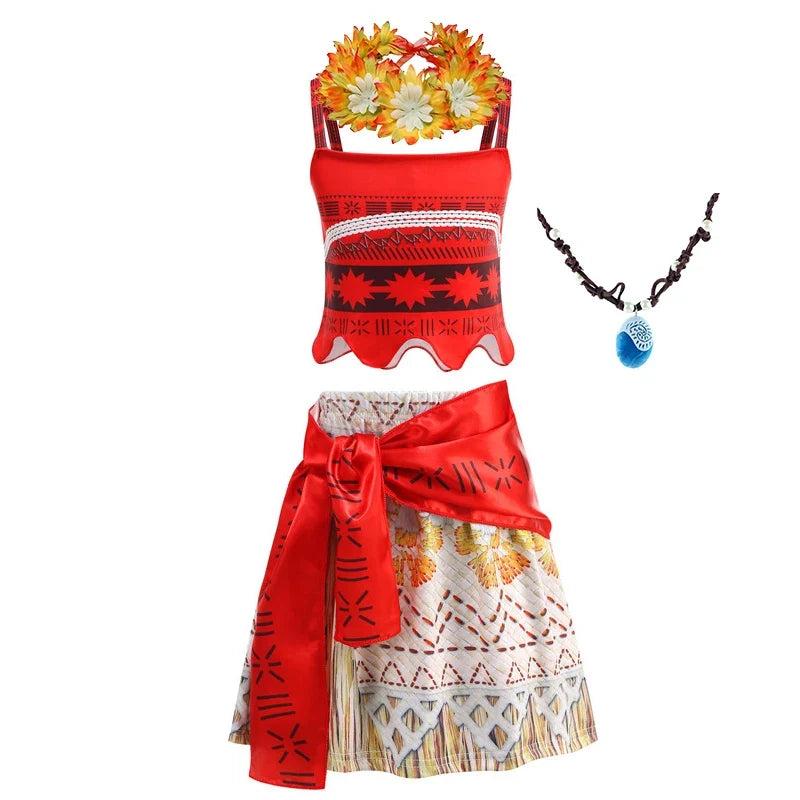 Newest Movie Disney Princess Moana 2 Dress Girls Cosplay Vaiana Carnival Party Ocean Adventure Costume Kids Fancy Clothes Outfit