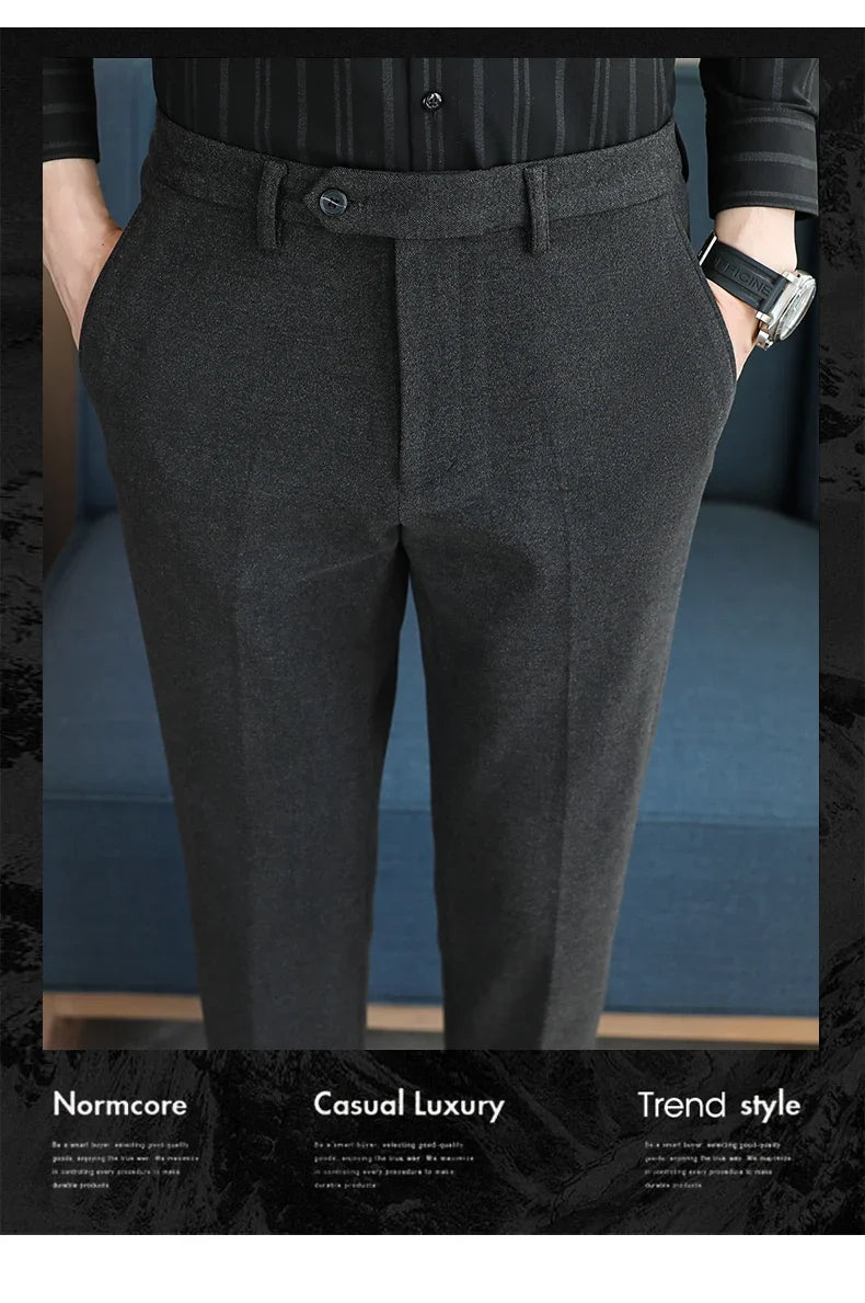 2023 Autumn Winter Thickened Starry Sky Woolen Suit Pant High Quality Men Business Slim Dress Pants Men  Social Casual Pants