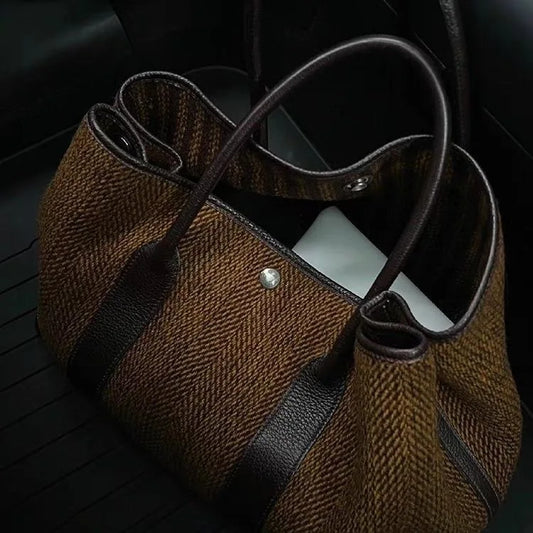 Autumn Winter Wool Tote Bag for Women, Niche Fashion Large Capacity Handbag, Simple Shoulder Bag