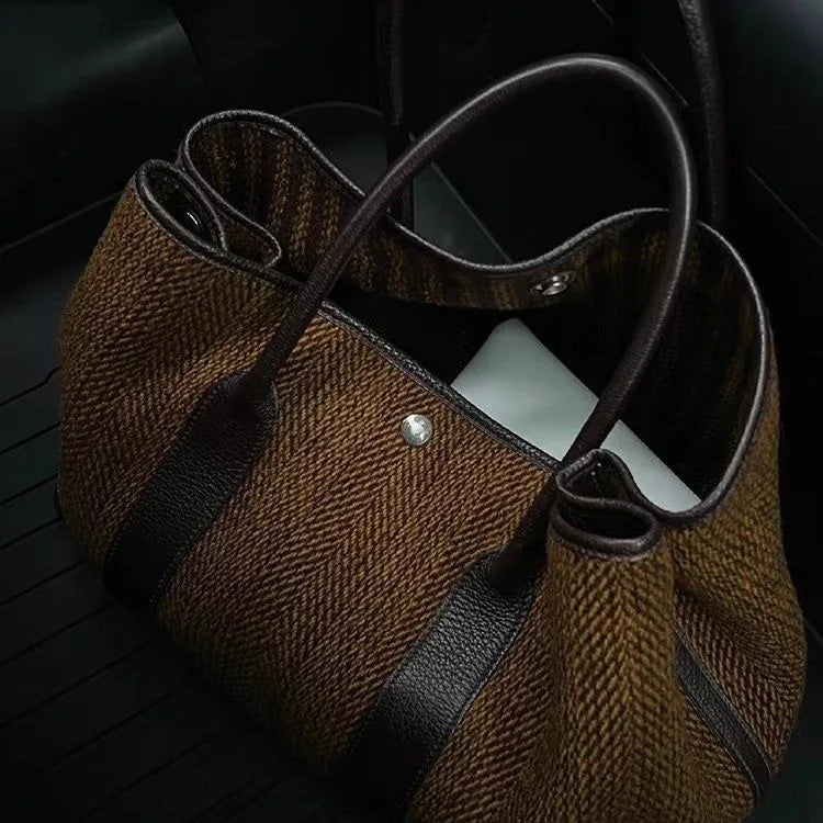 Autumn Winter Wool Tote Bag for Women, Niche Fashion Large Capacity Handbag, Simple Shoulder Bag