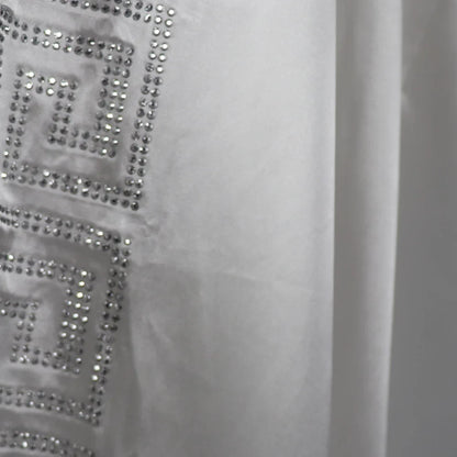 Fashion African Woman Large Size Bat Sleeve Dress Muslim Islamic Style Robe Imitation Silk Hot Fix Rhinestone