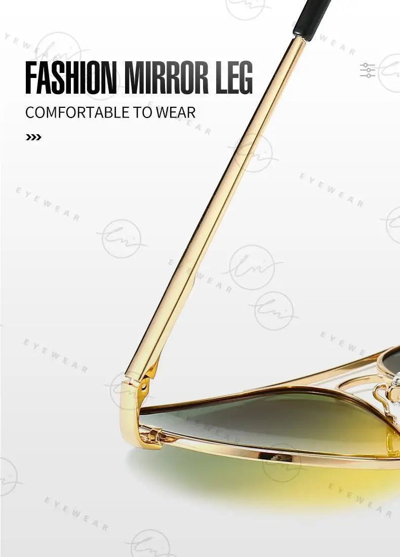 Brand Aviation Photochromic Day Night Vison Sunglasses Men Polarized Fashion Sun Glasses Women Safe Driving Anti-Glare UV400