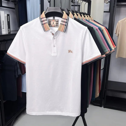 Designer brand men's short sleeve polo shirt new embroidery silky cotton breathable summer Korean fashion casual Paul T-shirt