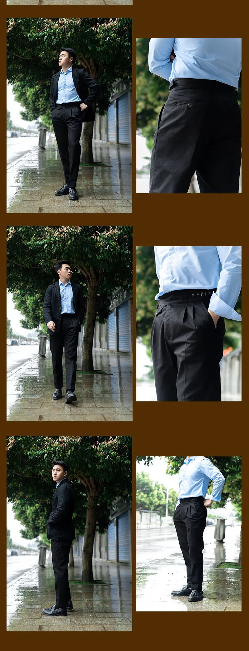 Four seasons high density cotton black georgette casual pants men active dye tapered nine pants can be customized pants