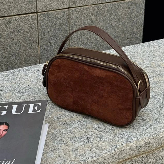 Russian Women's Genuine Suede Cowhide Leather Shoulder Bag Soft Cow Versatile Ladies Crossbody Bag Trendy Luxury Female Designer