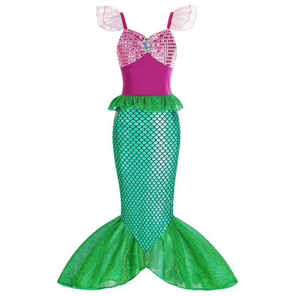 Mermaid Dress Girls Kids Cosplay Dresses Princess Costume Perform Clothes Birthday Party Halloween Clothing