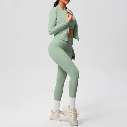 3pcs Sportswear Yoga Set Gym Sports Bra Zipper Jacket Leggings Clothes Sportswear Yoga Suits For Women Fitness Set Tracksuit